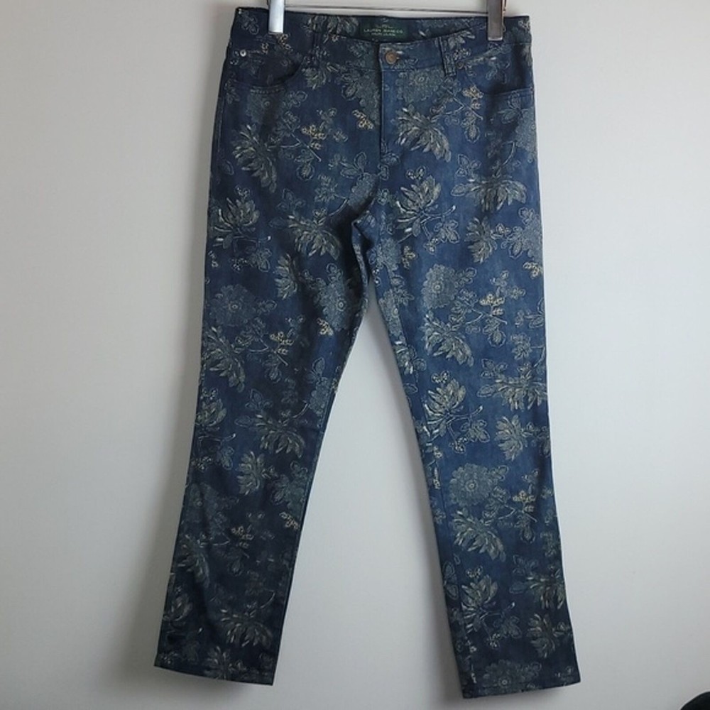 Vintage Ralph Lauren Blue Floral Straight Leg Jeans Women’s Size 10